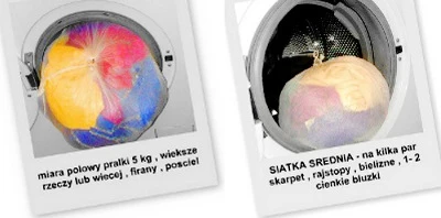 worki do prania - ZESTAW PODSTAWOWY : siatka ŚREDNIA + siatka 3KG na tle 
standardowej pralki